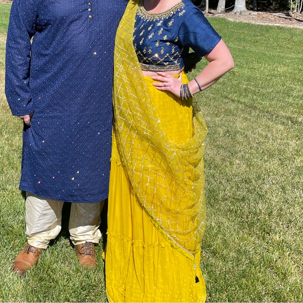Yellow Lehenga and Navy Top, Indian Wedding